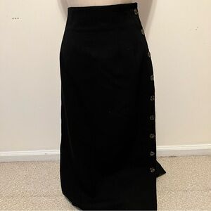 VTG 100% Wool Worsted Button Side Long Skirt Sz. 14 USA Made Preppy Old Money